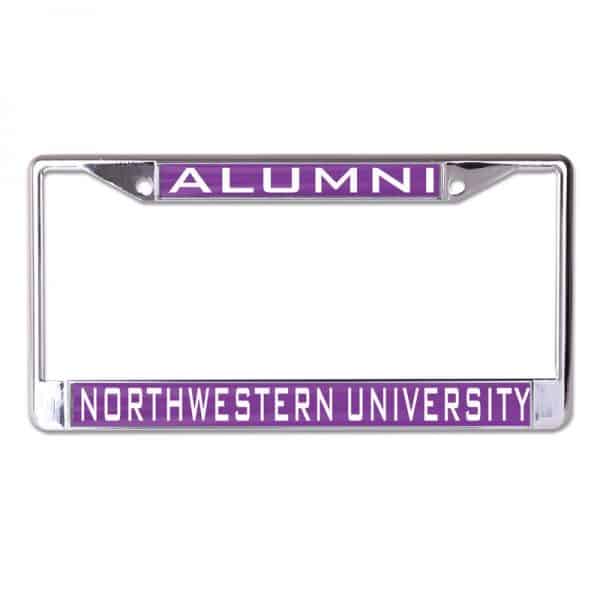 Northwestern University Wildcats Chrome License Plate Frame with Laser Cut Acrylic Purple Alumni Northwestern University Insert