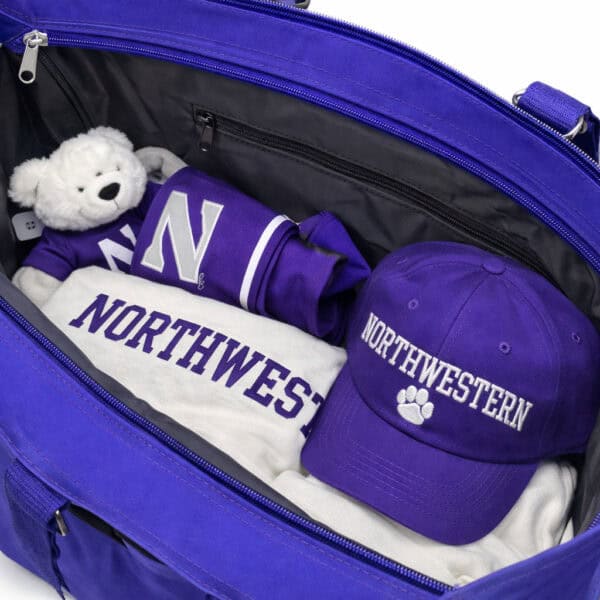 Northwestern University Wildcats  Zippered Tote Bag with Embroidered Seal Design - Image 3