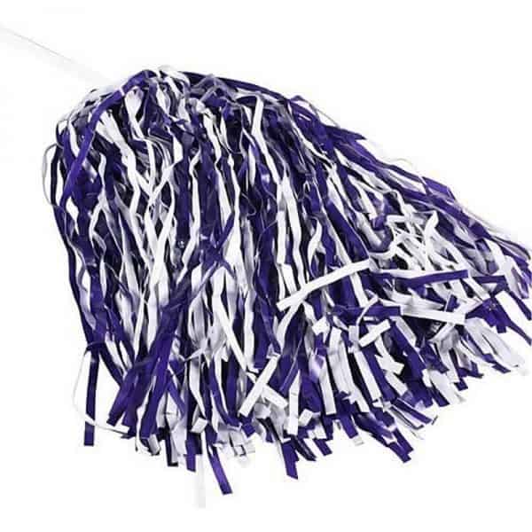 Northwestern University Wildcats Purple/White Pom-Poms With Long Stick Handle