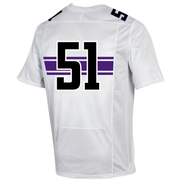 Northwestern University Wildcats Adult Under Armour White Replica Football Jersey with #51-Back