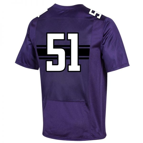 Northwestern University Wildcats Adult Under Armour Purple Replica Football Jersey with #51 - Image 2