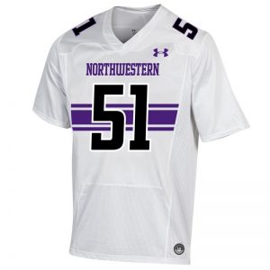 Northwestern University Wildcats Adult Under Armour White Replica Football Jersey with #51-Front