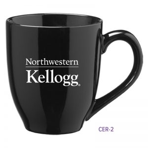 Northwestern University Wildcats Laser Engraved Black Ceramic Coffee Mug with Kellogg Design