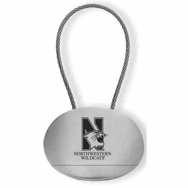 Northwestern University Wildcats Laser Engraved Pull-Twist-Lock Key Chain with Mascot Design