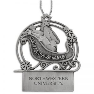 Northwestern University Wildcats Sleigh Pewter Ornament with Northwestern University Design