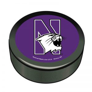 Northwestern Wildcats Hockey Puck with N-Cat Design