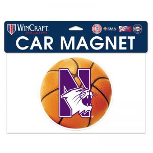 Northwestern Wildcats Flexible Magnet with N-Cat Printed on a Multicolor Image of a Basketball 6.1" x 6.1"