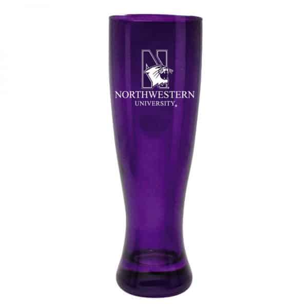 Northwestern University Wildcats 16 oz. Purple Glass Pilsner With N-Cat Design