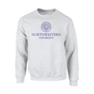Northwestern University Wildcats Men's Light Grey Crewneck Sweatshirt with Northwestern University Seal Design