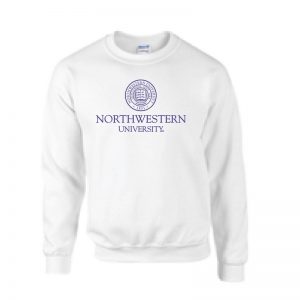 Northwestern University Wildcats Men's White Crewneck Sweatshirt with Northwestern University Seal Design