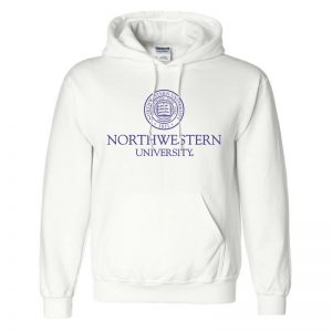 Northwestern University Wildcats Men's White Hooded Sweatshirt with Northwestern University Seal Design