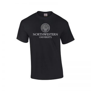 Northwestern University Wildcats Men's Black Short Sleeve Tee Shirt with Northwestern University Seal Design