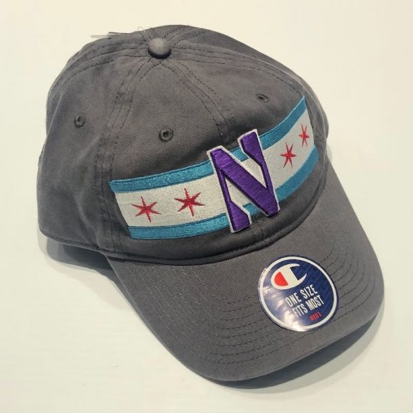 Northwestern University Wildcats Legacy Unconstructed Adjustable Dark Grey Hat with Chicago Flag & Stylized N Design
