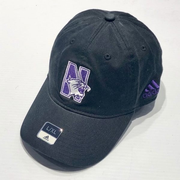 Northwestern University Wildcats Black Unconstructed Flexfit Hat with N-Cat Design