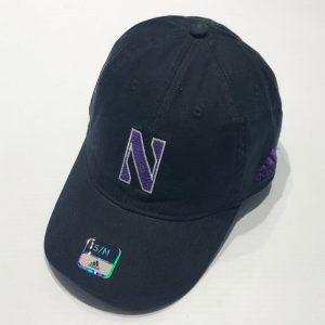Northwestern University Wildcats Black Unconstructed Flexfit Adidas Hat With Stylized N Design