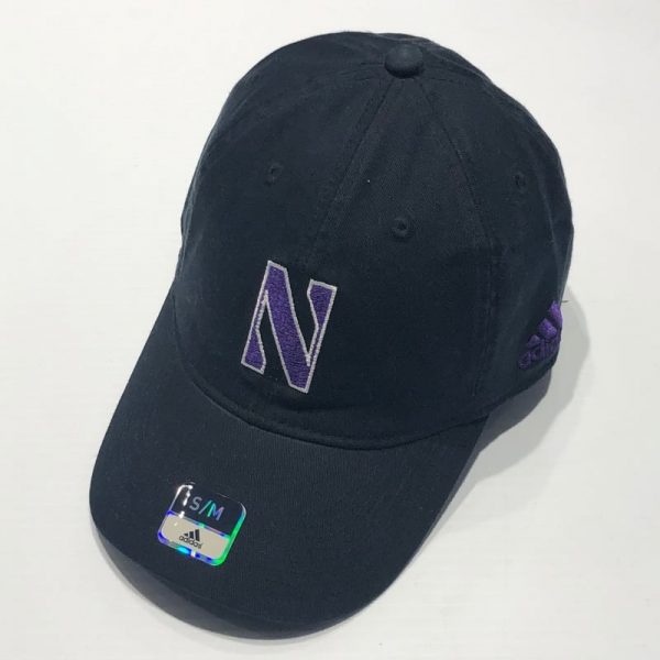 Northwestern University Wildcats Black Unconstructed Flexfit Adidas Hat With Stylized N Design