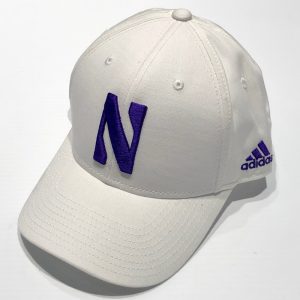 Northwestern University Wildcats White Constructed VelcroBack Adidas Hat with Stylized N Design