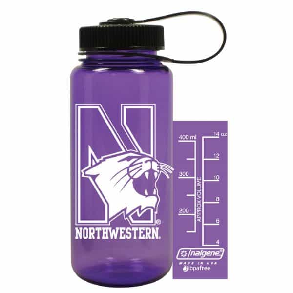 Northwestern University Wildcats 16 oz. Purple Tritan Wide Mouth Nalgene Bottle with N-Cat Design