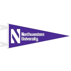 Northwestern University Wildcats Wool Felt Pennant with the Stylized N & Northwestern University Design (6X15)