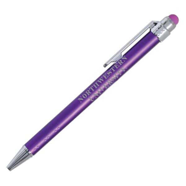 Northwestern University Wildcats Purple Ballpoint Click Pen with Touchscreen Stylus