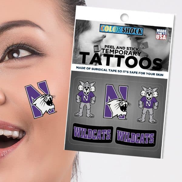 Northwestern University Wildcats Multi Design Body Cal Tattoos 2