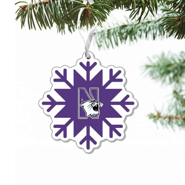 Northwestern University Wildcats Laser Cut Acrylic Snowflake with N-Cat Design Ornament-3