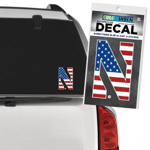 Northwestern University Wildcats Stylized N Flag Design Outside Application Decal-2