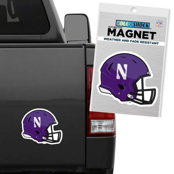 Northwestern University Wildcats Flexible Magnet with Multicolor Football Helmet Design 6"