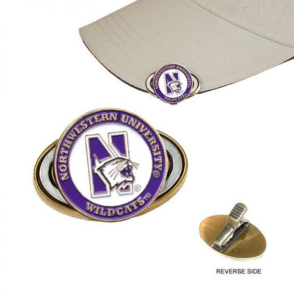Northwestern University Wildcats Hat Clip & Ball Markers with N-Cat Design - Image 2
