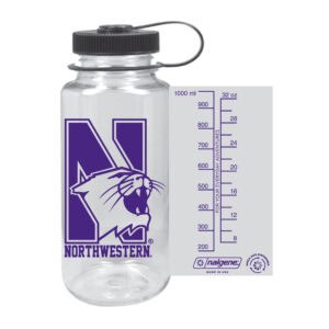 Northwestern University Wildcats 32 oz. Clear Tritan Wide Mouth Nalgene Water Bottle with N-Cat Design
