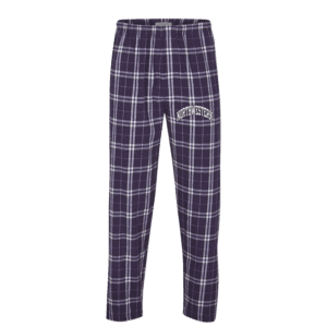 Northwestern University Wildcats Men's Purple White Plaid Harley Flannel Pants with Small Arched Northwestern Design