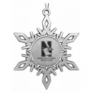 Northwestern University Wildcats Pewter Snoflake Ornament with Mascot  Design