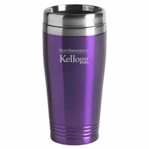 Northwestern University Wildcats Laser Engraved Purple 16oz Stainless-Steel Tumbler Mug with Kellogg Design