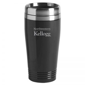 Northwestern University Wildcats Laser Engraved Black 16oz Stainless-Steel Tumbler Mug with Kellogg Design