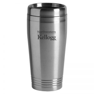 Northwestern University Wildcats Laser Engraved Silver 16oz Stainless-Steel Tumbler Mug with Kellogg Design
