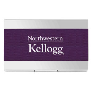 Northwestern University Wildcats Laser Engraved Purple Carbon Fiber Business Card Holder with Kellogg Design