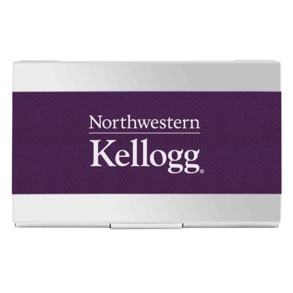 Northwestern University Wildcats Laser Engraved Purple Carbon Fiber Business Card Holder with Kellogg Design