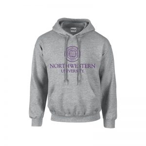 Northwestern University Wildcats Men's Dark Grey Hooded Sweatshirt with Northwestern University Seal Design