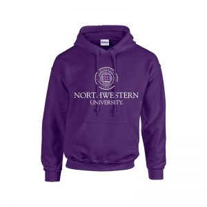 Northwestern University Wildcats Men's Purple Hooded Sweatshirt with Northwestern University Seal Design