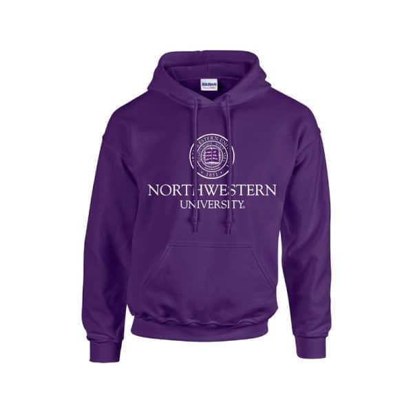 Northwestern University Wildcats Men's Purple Hooded Sweatshirt with Northwestern University Seal Design