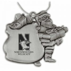 Northwestern University Wildcats Pewter Santa Ornament with Mascot Northwestern University Design