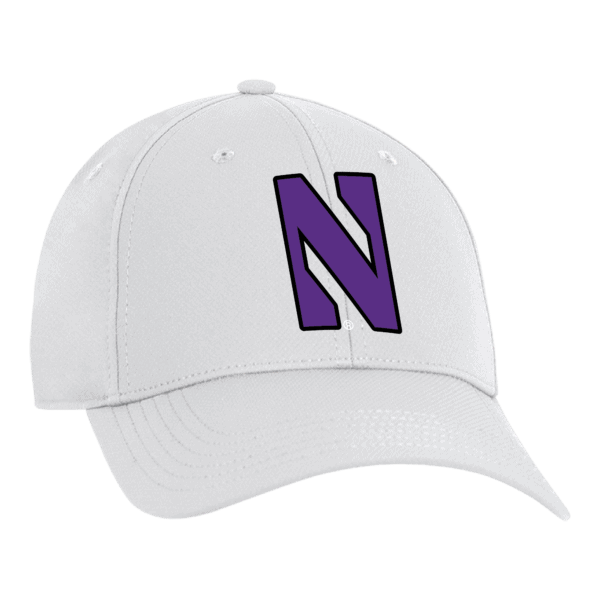 Northwestern University Wildcats Ahead Constructed Performance White Velcro Back Hat with Stylized N Design-4