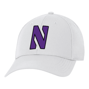 Northwestern University Wildcats Ahead Constructed Performance White Velcro Back Hat with Stylized N Design