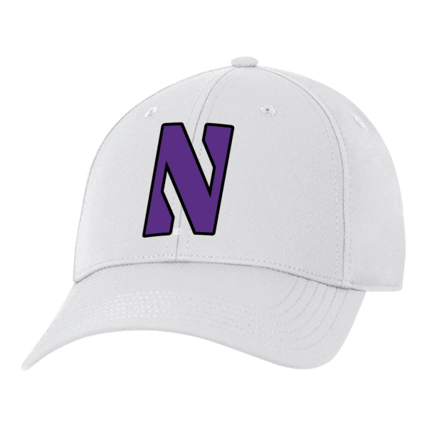 Northwestern University Wildcats Ahead Constructed Performance White Velcro Back Hat with Stylized N Design