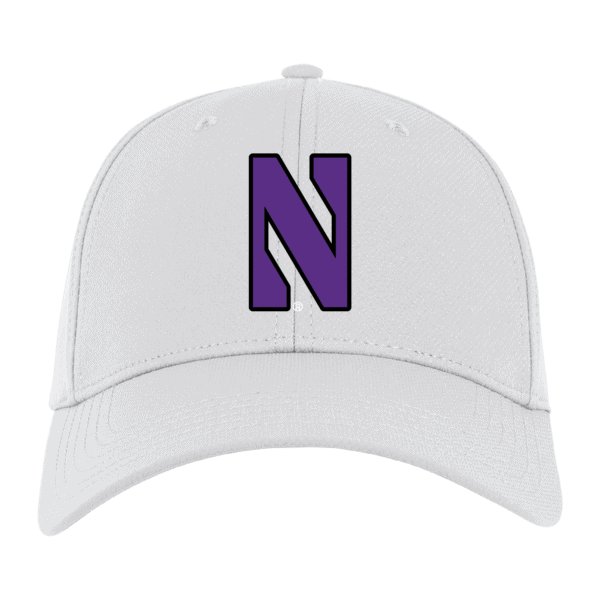 Northwestern University Wildcats Ahead Constructed Performance White Velcro Back Hat with Stylized N Design-3