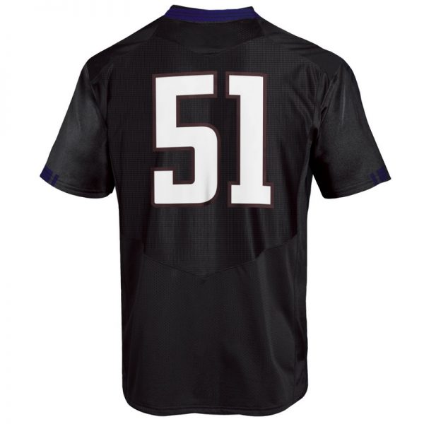 Northwestern University Wildcats Adult Under Armour Black Replica Football Jersey with #51-Back
