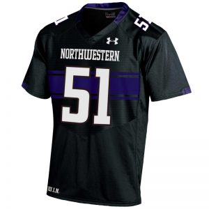 Northwestern University Wildcats Adult Under Armour Black Replica Football Jersey with #51-Front