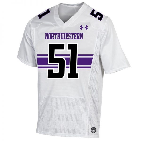 Northwestern University Wildcats Youth Under Armour White Replica Football Jersey with #51-Front