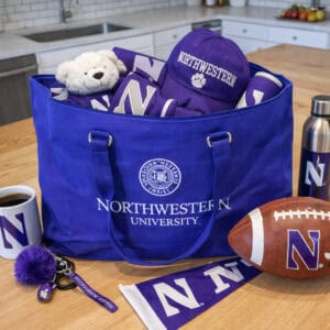 Northwestern University Wildcats  Zippered Tote Bag with Embroidered Seal Design