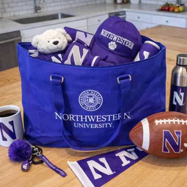 Northwestern University Wildcats  Zippered Tote Bag with Embroidered Seal Design